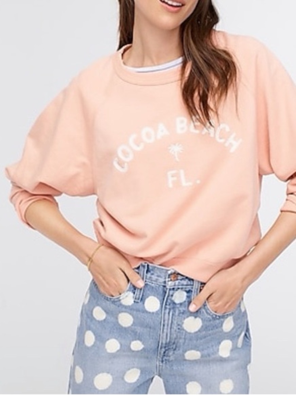 J. Crew Peach Crewneck COCOA Beach FL. Sweatshirt size L sweater